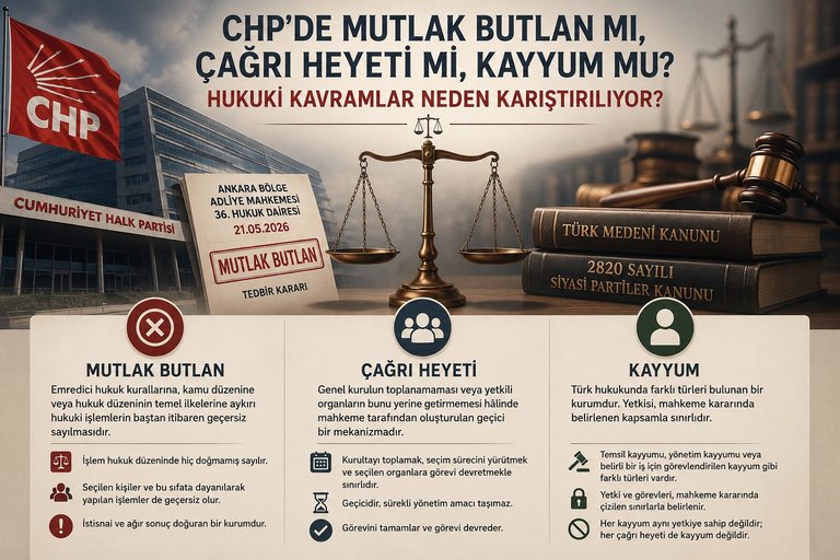CHP’de Mutlak Butlan mı, Çağrı Heyeti mi, Kayyum mu? Hukuki Kavramlar Neden Karıştırılıyor?